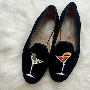 Stubbs & Wootton Palm Beach Martini Suede Loafers, Women’s, Black, Size 7, GUC